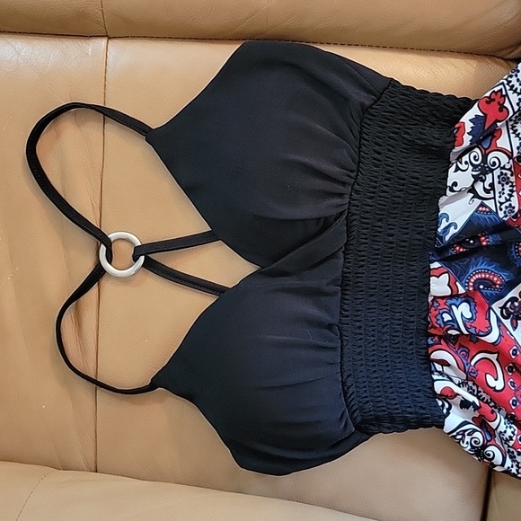 Suzy Shier Dress XS Floral Black Red White Red - Picture 3 of 9